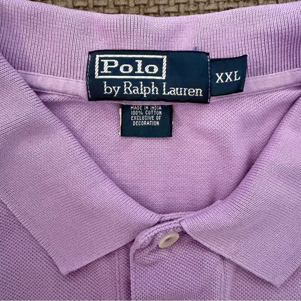 Polo Ralph Lauren Men's XXL Purple Short Sleeve Polo Shirt Brown Pony Logo 2XL - Picture 5 of 9